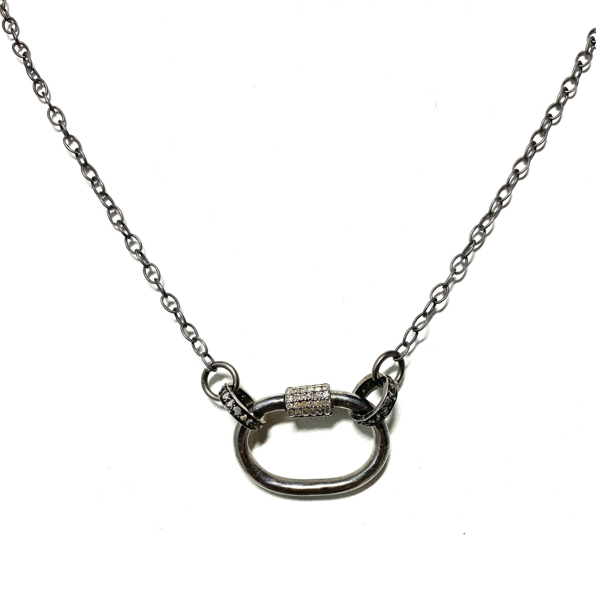 S.Row Designs Sterling Silver and Diamond Lock Necklace
