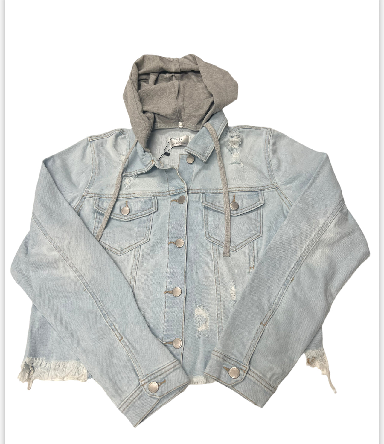 Collab Hooded “Charmed Middy” on Light Wash Denim Jacket