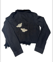 Collab Black Denim Jacket with Back Applique
