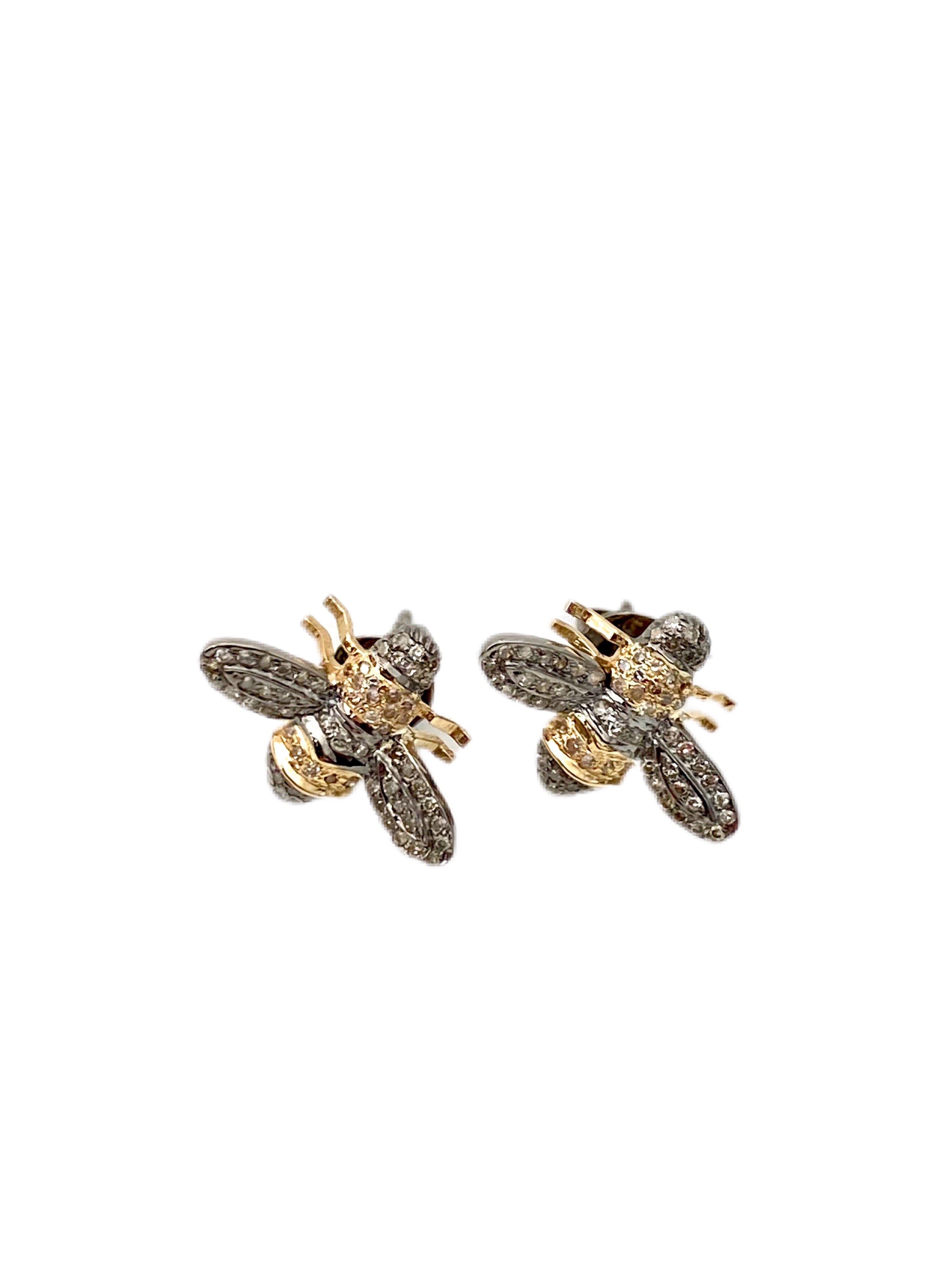 S.Row Designs Diamond Bee Earrings
