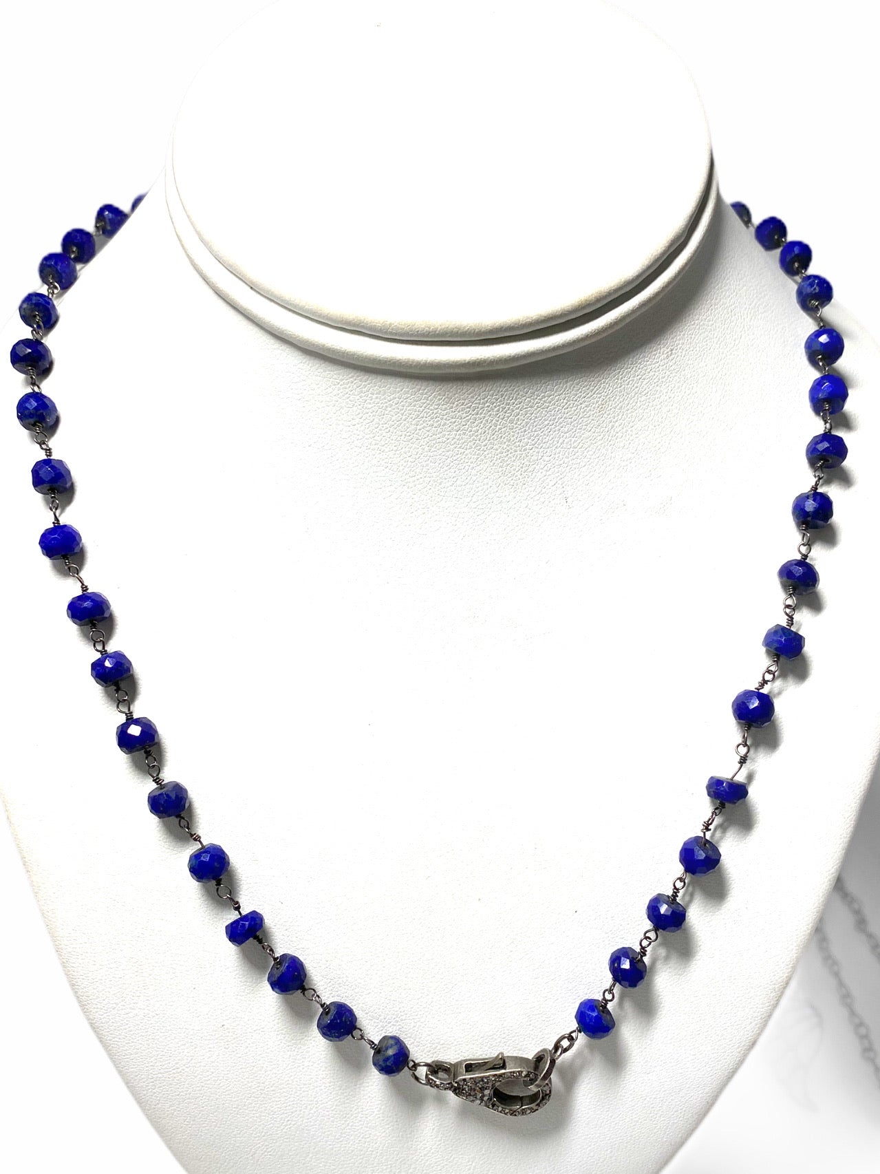 S.Row Designs Blue Lapis Necklace with Diamond Clasp